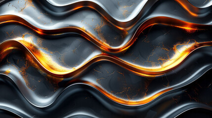 Aufkleber - A bold abstract composition of intersecting black and gold zigzag lines with a three-dimensional effect,