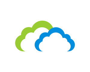 Greend and blue cloud incorporating vector logo