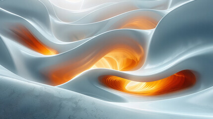 Aufkleber - An abstract, multi-layered 3D shape with smooth curves, softly lit from below,