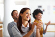 © Leffy/peopleimages.com - Success, audience and happy woman clapping in presentation and designers workshop in startup project. People, development and teaching group for education, training goals and coaching achievement