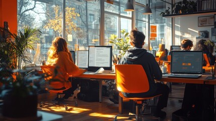 Canvas Print - Sunlight Drenched Coworking Space