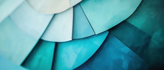 Wall Mural - Background with a modern, abstract pie chart design, using muted blues and greens for a business-oriented aesthetic. 