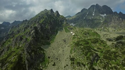 Wall Mural - Beautiful summer landscape of High Tatras mountains, aerial view, Slovakia, 4k