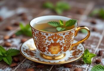 Wall Mural - cup of tea with mint