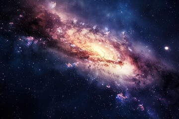 spiral galaxy with bright center and stars. space and astronomy concept for design and print.