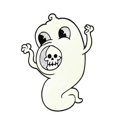 Poster - spooky cartoon doodle ghost