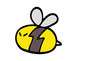 Sticker - hand drawn doodle style cartoon bee