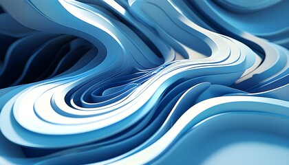 Wall Mural - Fluid Dynamics of Curvy Blue Abstract Surfaces in Modern 3D Geometry for Innovative Digital Design and Creative Ventures