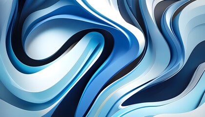 Wall Mural - Fluid Dynamics of Curvy Blue Abstract Surfaces in Modern 3D Geometry for Innovative Digital Design and Creative Ventures