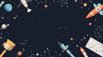 Wall Mural - Space Exploration Background with Rockets  Planets  Stars and Constellations