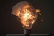 © wernerimages - An exploding lightbulb captures the essence of electricity and the burst of creativity, with sparks and shattered glass signifying energy and ideas in motion.