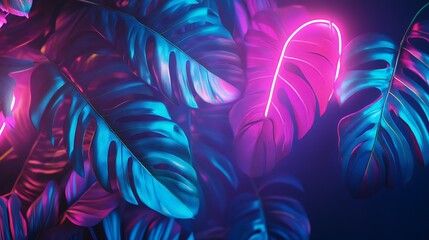 Poster - Neon Leaves