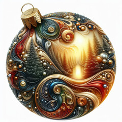 Wall Mural - A colorful ornament with a tree and a river