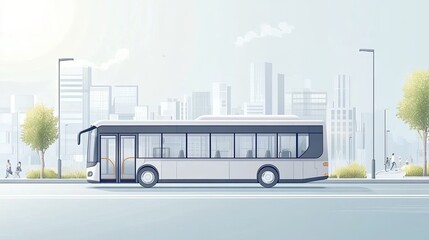 Minimalist bus design with simple lines and clean shapes.