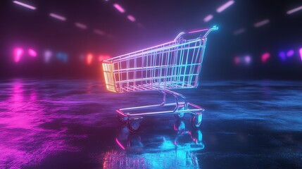 Wall Mural - Neon Shopping Cart