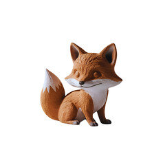 Red fox sculpture 3D illustration.