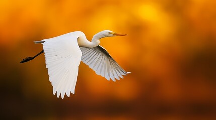 Wall Mural -  A white bird flies in the sky with its wings spread out