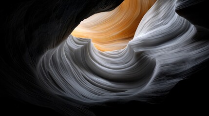 Poster -  A tight shot of a rock formation with sunlight filtering through one layer, casting a yellow glow