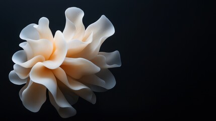 Wall Mural -  Close-up of a white flower against a black background, soft focus on flower's center