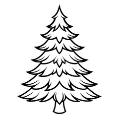 Sticker - dynamic fir tree line art silhouette