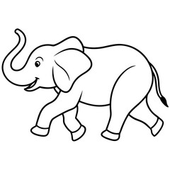 Canvas Print - elephant running line art