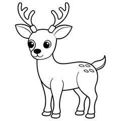 Wall Mural - Christmas deer line art vector illustration