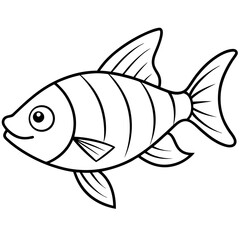 Wall Mural - fish line art vector illustration