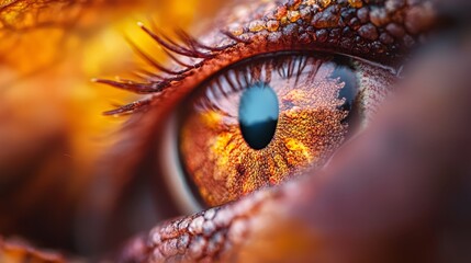 Sticker -  A tight shot of a human eye with an orange and blue iris at its core