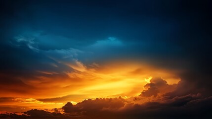 Wall Mural -  A plane traverses a cloudy sky as the sun sets, mid-afternoon