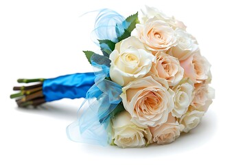 A bouquet of white roses isolated on white background