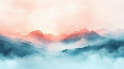 Wall Mural - Watercolor misty sky background with soft pastel colors