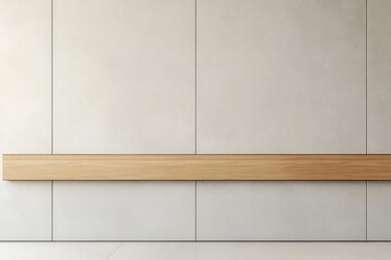 Aufkleber - A simple and modern interior design featuring light beige wall panels accented by a single horizontal wooden beam, ideal for contemporary residential or commercial spaces.