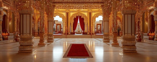 Indian palace architecture with decorations, festive atmosphere