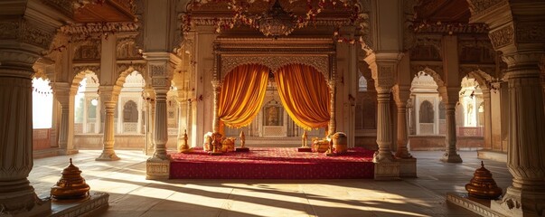 Indian palace architecture with decorations, festive atmosphere