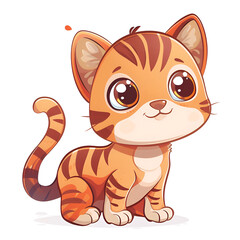 Wall Mural - a cute cartoon cat is playing, generative ai