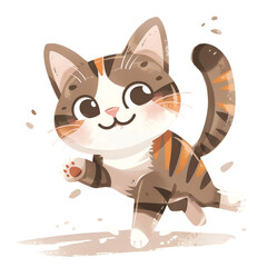 Wall Mural - a cute cartoon cat is playing, generative ai