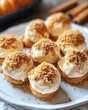 © Kreasi Lokal - similar to this picture in link , No Bake Pumpkin Cheesecake Balls, natural lighting, close-up, zoomed-in
