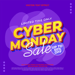 Wall Mural - Vector text effect cyber monday for social media promotions