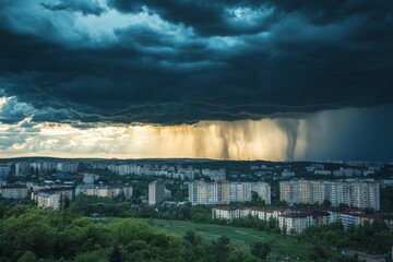 Poster - Dramatic Storm Clouds Over Cityscape