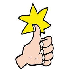 Poster - hand drawn doodle style cartoon thumbs up symbol