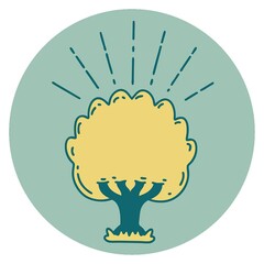 Sticker - icon of a tattoo style tree