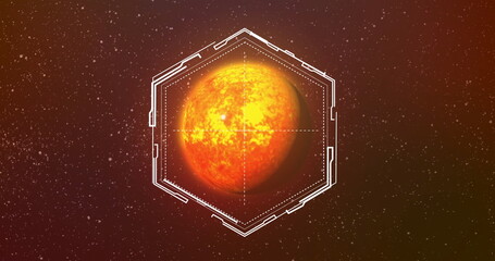 Wall Mural - image of scanning over planet on sky with stars