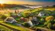 © Arnada - Vibrant morning light illuminates the picturesque Dandijoyszentgyörgy village in Hungary, with traditional thatched