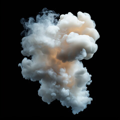 Canvas Print - Isolated White Smoke Cloud Rising from Dry Ice, Capturing the Mystical Essence of Airborne Vapors, Fog, and Light in a Clear Atmosphere. black background