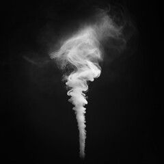 Wall Mural - Isolated White Smoke Cloud Rising from Dry Ice, Capturing the Mystical Essence of Airborne Vapors, Fog, and Light in a Clear Atmosphere. black background