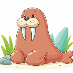 Poster - Cute Walrus Vector Cartoon illustration