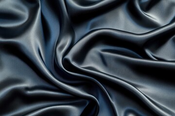 Wall Mural - Black gray satin dark fabric texture luxurious shiny that is abstract silk cloth panorama background with patterns soft waves blur beautiful , ai