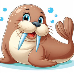 Poster - Cute Walrus Vector Cartoon illustration