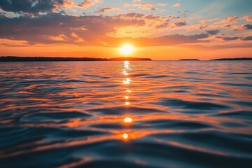 Point of view in the water at sunset , ai