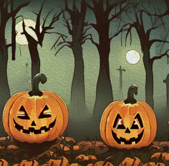 Wall Mural - Oil Painting. Pattern for printing on wall decorations . Halloween theme.